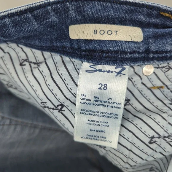 EUC Seven7 Boot Blue Cotton Blend Jeans Womens Size 28 - Picture 7 of 8